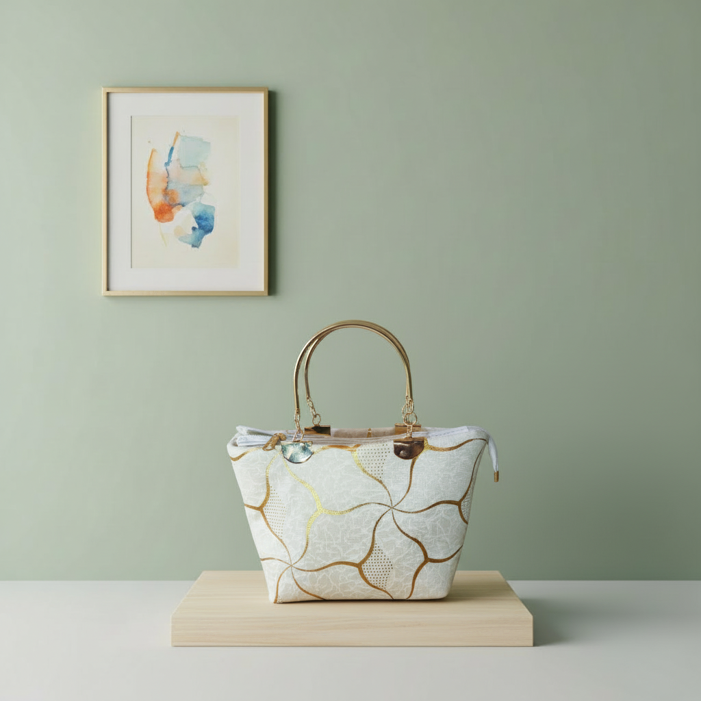 Geometric white-gold-bag