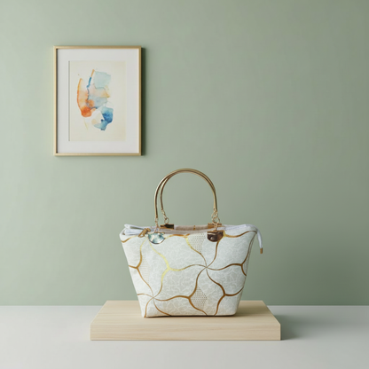 Geometric white-gold-bag