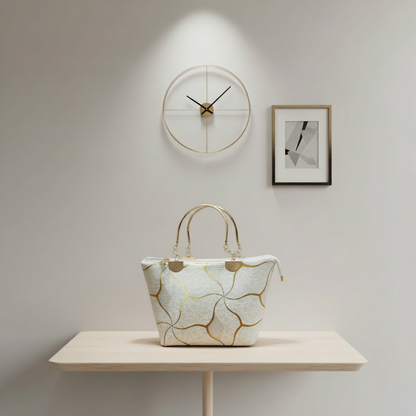 Geometric white-gold-bag